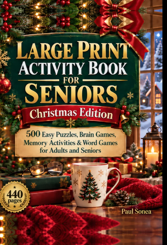 Cover of Large Print Activity Book for Seniors, Christmas Edition