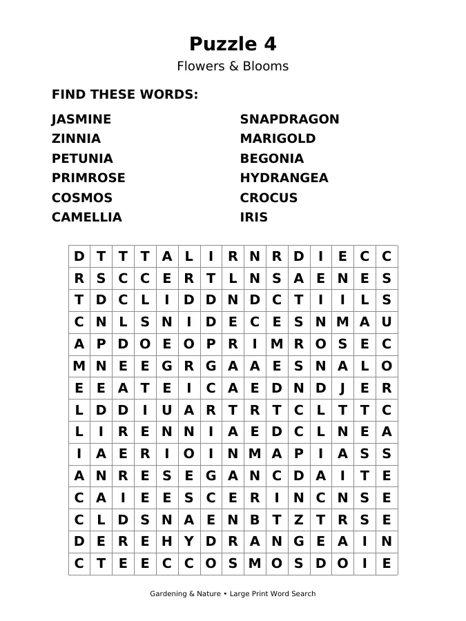 Interior sample 2 from Large Print Word Search for Seniors