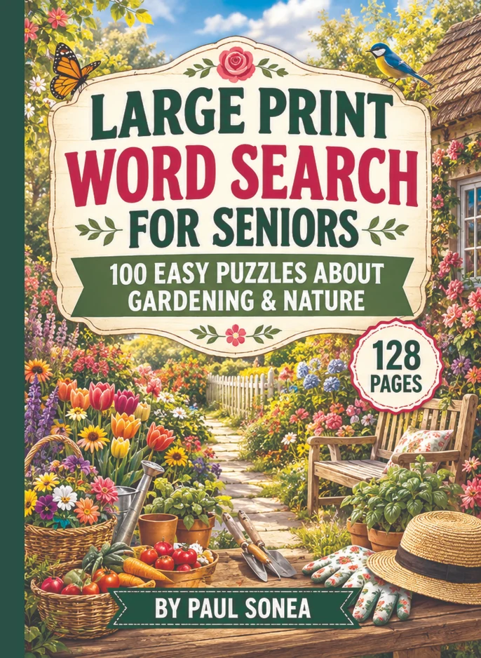 Cover of Large Print Word Search for Seniors, Gardening & Nature